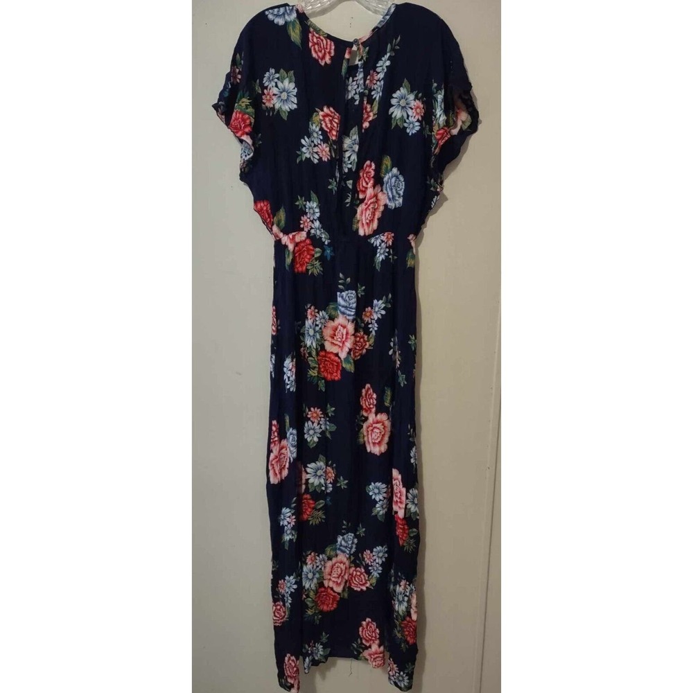 Ruby Rocks Blue Floral Maxi Dress With Slit Size Medium - Picture 7 of 7